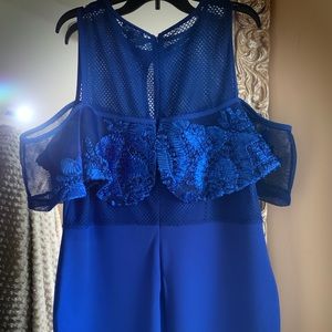 Blue off the shoulder dress